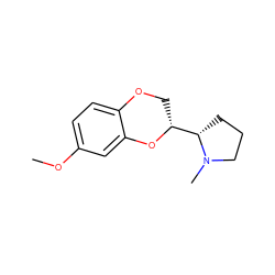 COc1ccc2c(c1)O[C@@H]([C@@H]1CCCN1C)CO2 ZINC000073163178