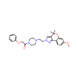 COc1ccc2c(c1)OC(C)(C)c1cn(CCN3CCN(C(=O)COc4ccccc4)CC3)nc1-2 ZINC000653719010