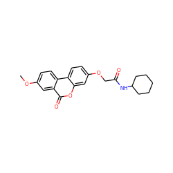 COc1ccc2c(c1)c(=O)oc1cc(OCC(=O)NC3CCCCC3)ccc12 ZINC000001130600