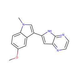 COc1ccc2c(c1)c(-c1cc3nccnc3[nH]1)cn2C ZINC000001491344