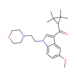 COc1ccc2c(c1)c(C(=O)C1C(C)(C)C1(C)C)cn2CCN1CCOCC1 ZINC000014975826