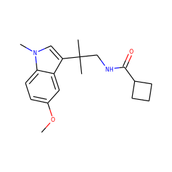 COc1ccc2c(c1)c(C(C)(C)CNC(=O)C1CCC1)cn2C ZINC000036188163