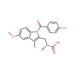 COc1ccc2c(c1)c(C)c(C[C@@H](C)C(=O)O)n2C(=O)c1ccc(Cl)cc1 ZINC000095584144