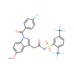 COc1ccc2c(c1)c(CC(=O)NS(=O)(=O)c1cc(C(F)(F)F)ccc1C(F)(F)F)cn2C(=O)c1ccc(Cl)cc1 ZINC000095585318