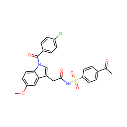 COc1ccc2c(c1)c(CC(=O)NS(=O)(=O)c1ccc(C(C)=O)cc1)cn2C(=O)c1ccc(Cl)cc1 ZINC000095581787