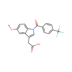 COc1ccc2c(c1)c(CC(=O)O)cn2C(=O)c1ccc(C(F)(F)F)cc1 ZINC000095583920