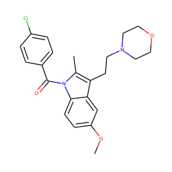 COc1ccc2c(c1)c(CCN1CCOCC1)c(C)n2C(=O)c1ccc(Cl)cc1 ZINC000026377707