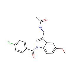 COc1ccc2c(c1)c(CNC(C)=O)cn2C(=O)c1ccc(Cl)cc1 ZINC001772593493