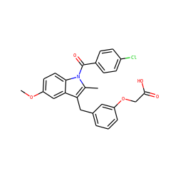 COc1ccc2c(c1)c(Cc1cccc(OCC(=O)O)c1)c(C)n2C(=O)c1ccc(Cl)cc1 ZINC000028129795