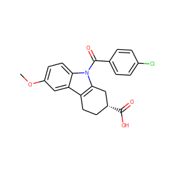 COc1ccc2c(c1)c1c(n2C(=O)c2ccc(Cl)cc2)C[C@H](C(=O)O)CC1 ZINC000095583376