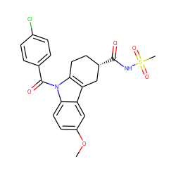 COc1ccc2c(c1)c1c(n2C(=O)c2ccc(Cl)cc2)CC[C@H](C(=O)NS(C)(=O)=O)C1 ZINC000095581973