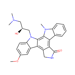 COc1ccc2c(c1)c1c3c(c4c5ccccc5n(C)c4c1n2C[C@@H](O)CN(C)C)C(=O)NC3 ZINC000027708116