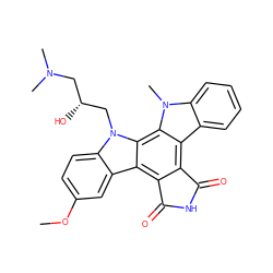 COc1ccc2c(c1)c1c3c(c4c5ccccc5n(C)c4c1n2C[C@H](O)CN(C)C)C(=O)NC3=O ZINC000003648667