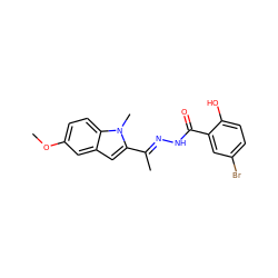 COc1ccc2c(c1)cc(C(C)=NNC(=O)c1cc(Br)ccc1O)n2C ZINC000254085992