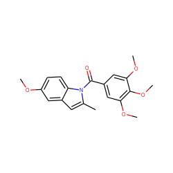 COc1ccc2c(c1)cc(C)n2C(=O)c1cc(OC)c(OC)c(OC)c1 ZINC000028457663