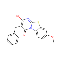 COc1ccc2c(c1)sc1nc(O)c(Cc3ccccc3)c(=O)n12 ZINC000012650042