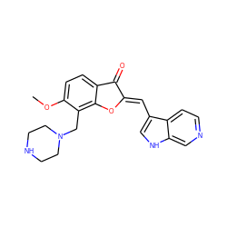 COc1ccc2c(c1CN1CCNCC1)O/C(=C\c1c[nH]c3cnccc13)C2=O ZINC000095562062