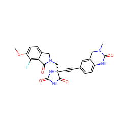 COc1ccc2c(c1F)C(=O)N(C[C@@]1(C#Cc3ccc4c(c3)CN(C)C(=O)N4)NC(=O)NC1=O)C2 ZINC000143506505