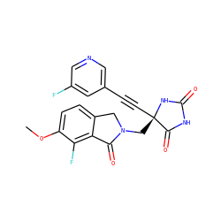 COc1ccc2c(c1F)C(=O)N(C[C@@]1(C#Cc3cncc(F)c3)NC(=O)NC1=O)C2 ZINC000096173607