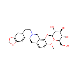 COc1ccc2c(c1O[C@@H]1O[C@H](CO)[C@@H](O)[C@H](O)[C@H]1O)CN1CCc3cc4c(cc3[C@@H]1C2)OCO4 ZINC000095594941