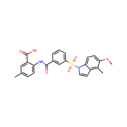 COc1ccc2c(ccn2S(=O)(=O)c2cccc(C(=O)Nc3ccc(C)cc3C(=O)O)c2)c1C ZINC000040974062