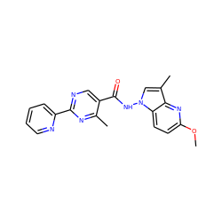 COc1ccc2c(n1)c(C)cn2NC(=O)c1cnc(-c2ccccn2)nc1C ZINC000201446786