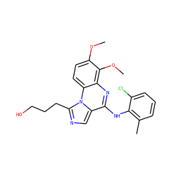 COc1ccc2c(nc(Nc3c(C)cccc3Cl)c3cnc(CCCO)n32)c1OC ZINC000013441523