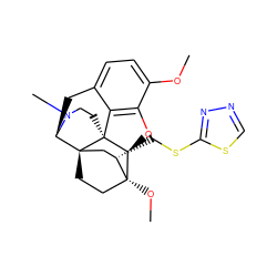 COc1ccc2c3c1O[C@@H]1[C@]34CCN(C)[C@H](C2)[C@]42CC[C@@]1(OC)[C@@H](CSc1nncs1)C2 ZINC000148689315