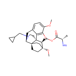 COc1ccc2c3c1O[C@@H]1[C@]34CCN(CC3CC3)[C@H](C2)[C@]42CC[C@@]1(OC)[C@@H](COC(=O)[C@H](C)N)C2 ZINC000114773030