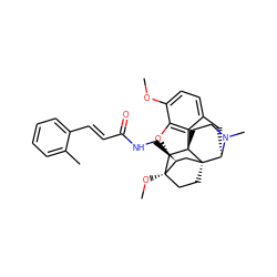 COc1ccc2c3c1O[C@H]1[C@]4(OC)CC[C@@]5(C[C@@H]4CNC(=O)/C=C/c4ccccc4C)[C@@H](C2)N(C)CC[C@]315 ZINC000101143174