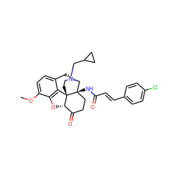 COc1ccc2c3c1O[C@H]1C(=O)CC[C@@]4(NC(=O)/C=C/c5ccc(Cl)cc5)[C@@H](C2)N(CC2CC2)CC[C@]314 ZINC000001486538