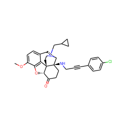 COc1ccc2c3c1O[C@H]1C(=O)CC[C@@]4(NCC#Cc5ccc(Cl)cc5)[C@@H](C2)N(CC2CC2)CC[C@]314 ZINC000045299032