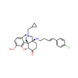 COc1ccc2c3c1O[C@H]1C(=O)CC[C@@]4(NCC/C=C/c5ccc(Cl)cc5)[C@@H](C2)N(CC2CC2)CC[C@]314 ZINC000035050550