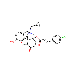 COc1ccc2c3c1O[C@H]1C(=O)CC[C@@]4(OC(=O)/C=C/c5ccc(Cl)cc5)[C@@H](C2)N(CC2CC2)CC[C@]314 ZINC000040395400