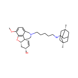 COc1ccc2c3c1O[C@H]1C[C@@H](O)C=C[C@@]31CCN(CCCCCNC13CC4C[C@](C)(C1)C[C@@](C)(C4)C3)C2 ZINC000095578138