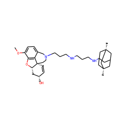 COc1ccc2c3c1O[C@H]1C[C@@H](O)C=C[C@@]31CCN(CCCNCCCNC13CC4C[C@](C)(C1)C[C@@](C)(C4)C3)C2 ZINC000095574608