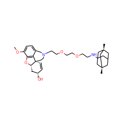 COc1ccc2c3c1O[C@H]1C[C@@H](O)C=C[C@@]31CCN(CCOCCOCCNC13CC4C[C@](C)(C1)C[C@@](C)(C4)C3)C2 ZINC000095578756