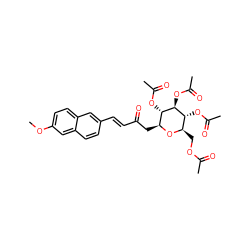 COc1ccc2cc(/C=C/C(=O)C[C@@H]3O[C@H](COC(C)=O)[C@@H](OC(C)=O)[C@H](OC(C)=O)[C@H]3OC(C)=O)ccc2c1 ZINC000299832364