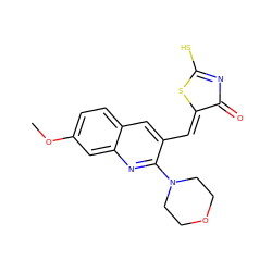 COc1ccc2cc(/C=C3\SC(S)=NC3=O)c(N3CCOCC3)nc2c1 ZINC000001248224