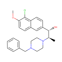 COc1ccc2cc([C@H](O)[C@@H](C)N3CCN(Cc4ccccc4)CC3)ccc2c1Cl ZINC000023247597