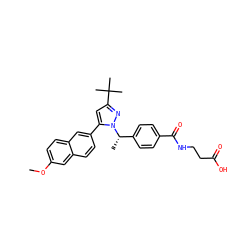 COc1ccc2cc(-c3cc(C(C)(C)C)nn3[C@@H](C)c3ccc(C(=O)NCCC(=O)O)cc3)ccc2c1 ZINC000095572084