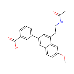 COc1ccc2cc(-c3cccc(C(=O)O)c3)cc(CCNC(C)=O)c2c1 ZINC000040421177