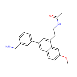 COc1ccc2cc(-c3cccc(CN)c3)cc(CCNC(C)=O)c2c1 ZINC000003950309