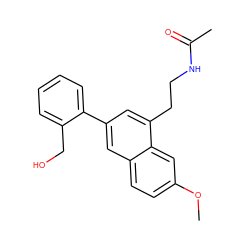 COc1ccc2cc(-c3ccccc3CO)cc(CCNC(C)=O)c2c1 ZINC000040917017