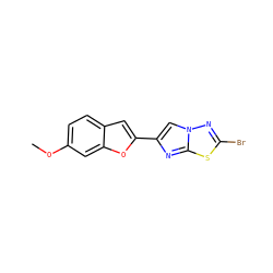 COc1ccc2cc(-c3cn4nc(Br)sc4n3)oc2c1 ZINC000653768969