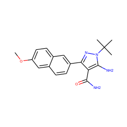 COc1ccc2cc(-c3nn(C(C)(C)C)c(N)c3C(N)=O)ccc2c1 ZINC000103252525