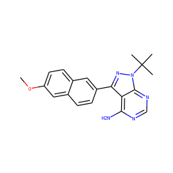 COc1ccc2cc(-c3nn(C(C)(C)C)c4ncnc(N)c34)ccc2c1 ZINC000084687194