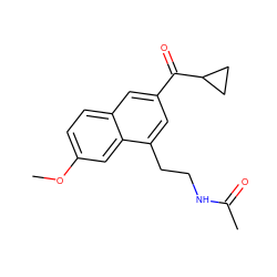 COc1ccc2cc(C(=O)C3CC3)cc(CCNC(C)=O)c2c1 ZINC000013781830