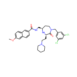 COc1ccc2cc(C(=O)NC[C@H]3CCN(Cc4cc(Cl)cc(Cl)c4)C(=O)[C@@H](CCN4CCCCC4)N3)ccc2c1 ZINC000206887575