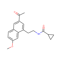 COc1ccc2cc(C(C)=O)cc(CCNC(=O)C3CC3)c2c1 ZINC000000020154